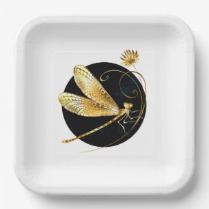 Goldene Libelle Pappteller