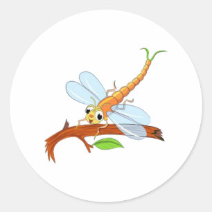 Goldene Libelle Runder Aufkleber