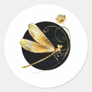 Goldene Libelle Runder Aufkleber