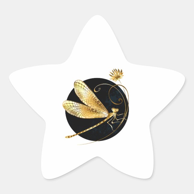 Goldene Libelle Stern-Aufkleber (Vorderseite)
