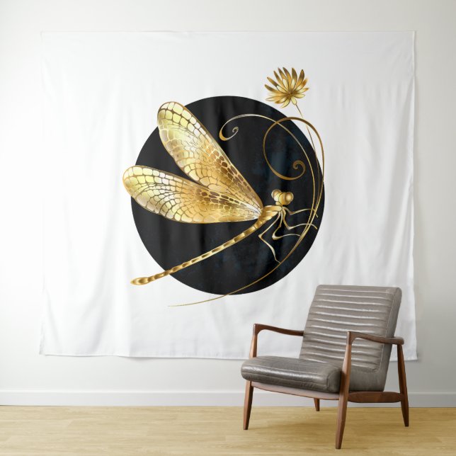 Goldene Libelle Wandteppich (Beispiel (Horizontal))