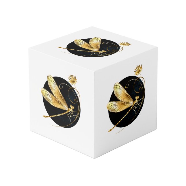 Goldene Libelle Würfel (Vorderseite Schrägansicht)