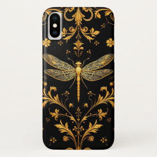 Goldene Libellen-Blumenverzierung Case-Mate iPhone Hülle