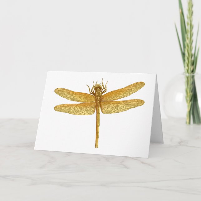 Goldene Libellen-Gruß-Karte Karte (Vorderseite)