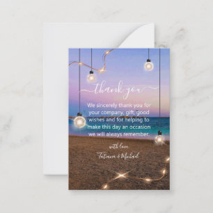 goldene Lichter Strand Hochzeit danke weiß Mitteilungskarte