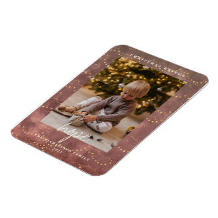 Goldene Lichter Weihnachts-Foto Magnet