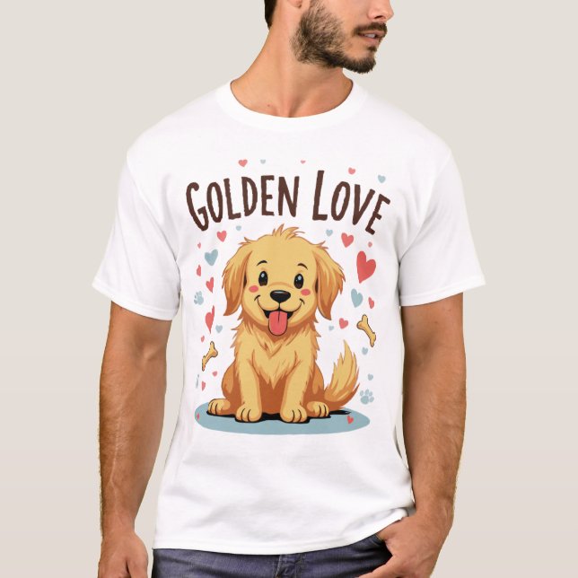 Goldene Liebe - Adorable Golden Retriever T-Shirt (Vorderseite)
