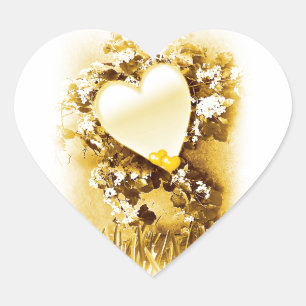 Goldene Liebe_ Herz-Aufkleber