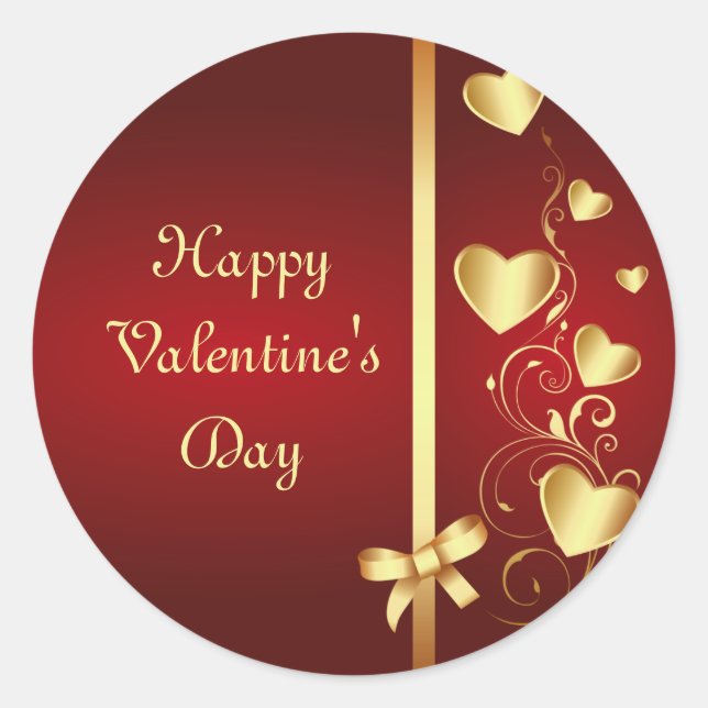 Goldene Liebe Herz und Schnörkel Runder Aufkleber (Vorderseite)