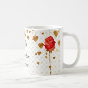 Goldene Liebe-Herzen und Rosen-Hochzeit Kaffeetasse