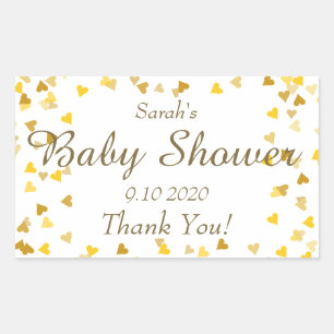 Goldene Liebesherzen Baby Shower / Sprinkle / Paar Rechteckiger Aufkleber