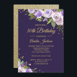 Goldene Lila Sparkle-Flora 30. Geburtstag Einladun Einladung<br><div class="desc">Hübscher Blumenladen zum Geburtstag im Kleinen Bayleigh Store!</div>