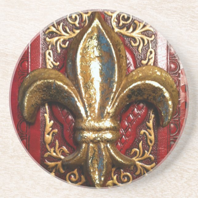 Goldene Lilie auf rotem Druck Untersetzer (Vorne)