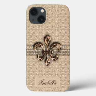 Goldene Lilie mit Cream Damask Muster Case-Mate iPhone Hülle