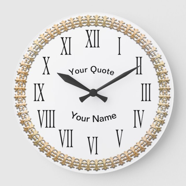 Goldene Lilie mit römischen Zahlen Große Wanduhr (Vorderseite)