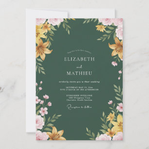 Goldene Lilie Smaragd-Hochzeit Einladung