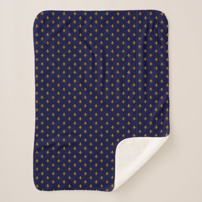 Goldene Lilie über Navy Blue Sherpadecke (Vorderseite)
