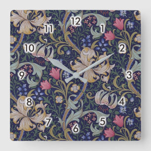 Goldene Lilie, William Morris Quadratische Wanduhr