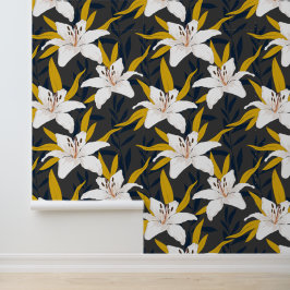 Goldene Lilien-Eleganz Tapete