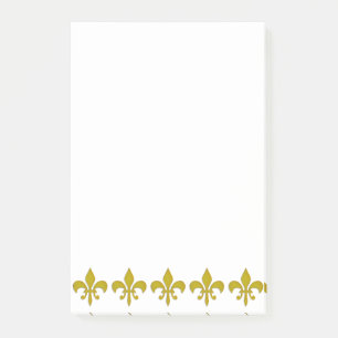 Goldene Lilien-Grenze + Ihr Text u. Hintergrund Post-it Klebezettel