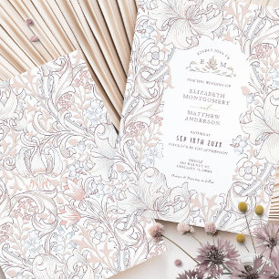 Goldene Lilien-Hochzeitssuite Gedämpftes Rosa Morr Einladung