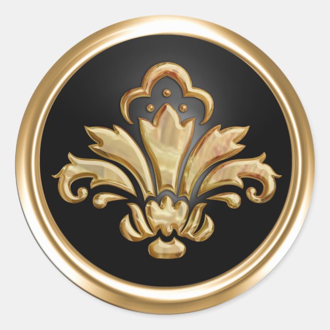 Goldene Lilien über schwarzen Umschlag Aufkleber (Vorderseite)