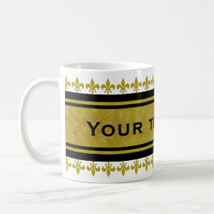 Goldene Lilienborder + Ihr Text & Hintergrund Kaffeetasse