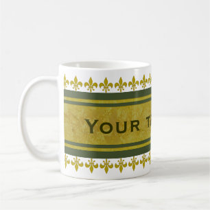 Goldene Lilienborder + Ihr Text & Hintergrund Kaffeetasse