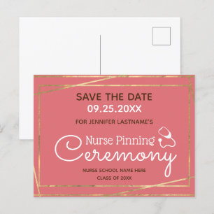 Goldene Lines Nurse Pinning Zeremonie Save the Dat Postkarte