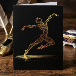 Goldene Linien Kunst Balletttänzer Elegante Illust Dankeskarte