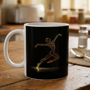 Goldene Linien Kunst Balletttänzer Elegante Illust Kaffeetasse