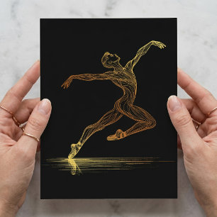 Goldene Linien Kunst Balletttänzer Elegante Illust Postkarte