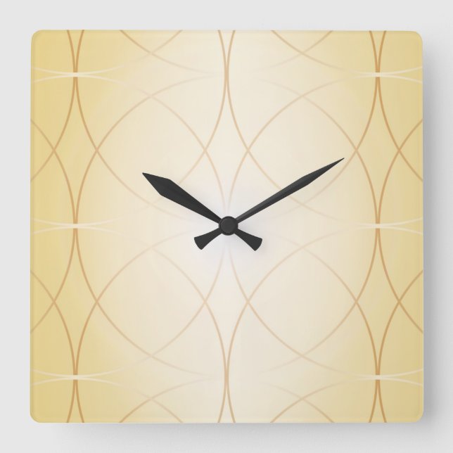 Goldene Linien Quadratische Wanduhr (Vorderseite)