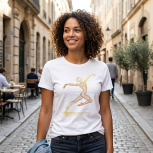 Goldene Linienkunst Balletttänzer Elegante Illustr T-Shirt