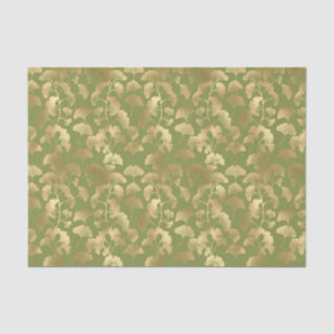 Goldene Linienkunst Ginkgo-Blätter Smaragd Botanik Seidenpapier
