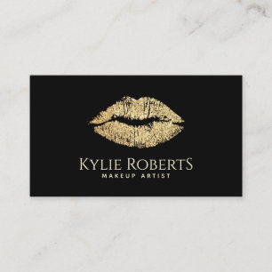 Goldene Lippen Schwarz Elegante Kunst, Dichtung un Visitenkarte