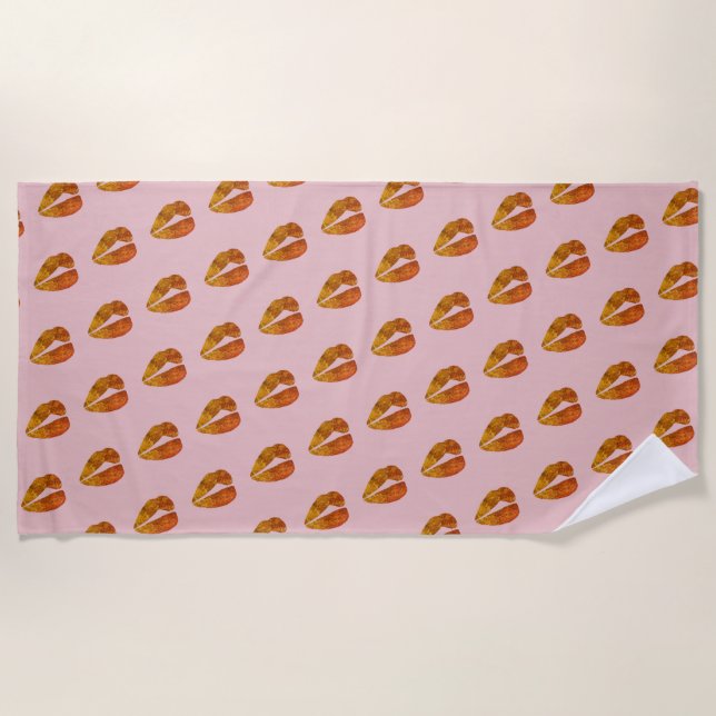 Goldene Lippen Strandtuch (Vorderseite)