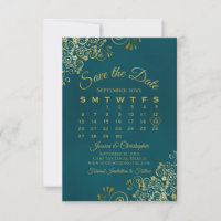 Goldene Locken & Schwünge Eleganter Teal-Hochzeits