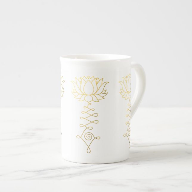 Goldene Lotos-Tasse Prozellantasse (Vorderseite Rechts)