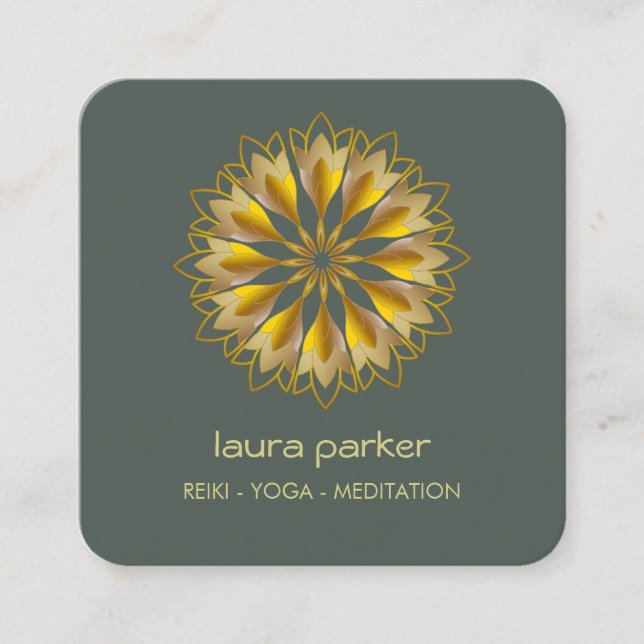 Goldene Lotus Blume Yoga Holistische Medizin Quadratische Visitenkarte (Vorderseite)