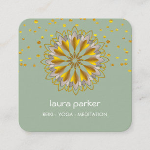Goldene Lotus Blume Yoga Holistische Medizin Quadratische Visitenkarte