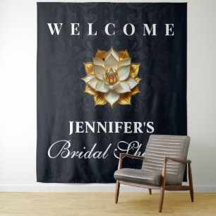 Goldene Lotus Brautparty Willkommensrückwand Wandteppich