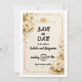 Goldene Lotus Save The Date Karte