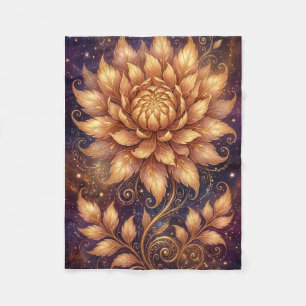 Goldene Lotusblumen-Kunst-Mandala-Floral-Fleece Fleecedecke