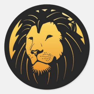 Goldene Löwe-Kopf-Logo-Aufkleber Runder Aufkleber