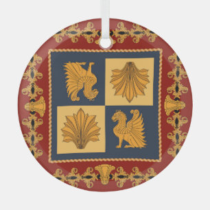 Goldene Löwen: Jugendstil-Schal-Design Ornament Aus Glas