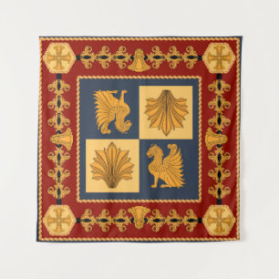 Goldene Löwen: Jugendstil-Schal-Design Wandteppich