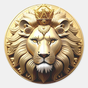 Goldene Löwenmedaille mit Krone Runder Aufkleber