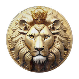 Goldene Löwenmedaille mit Krone Schneidebrett
