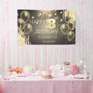 Goldene Luftballons Sterne Glitter Tropfen 18. Geb Banner